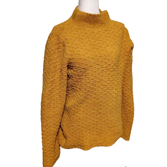 Denim & Co Sweatshirt S Small Gold Yellow Mustard Yellow Polyester Knit.... dime - Picture 1 of 3